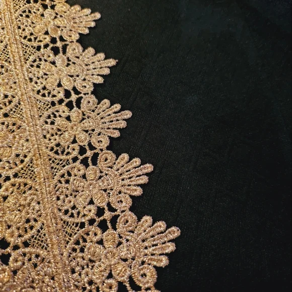 Pappagallo Brook Sheath Dress Size 14 Black Gold Women V-Neck Sleeveless NWT - Picture 3 of 5